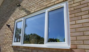 White uPVC casement window installation